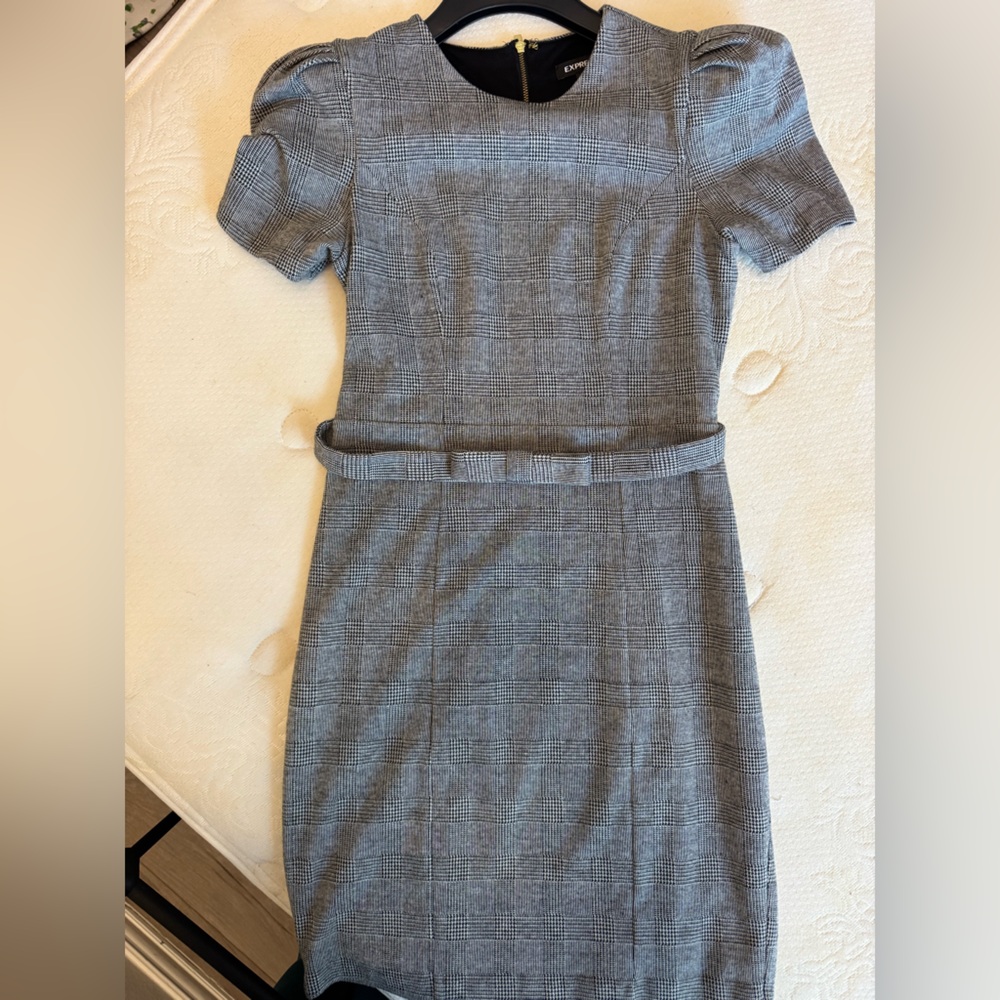 Express Black and White Plaid Dress